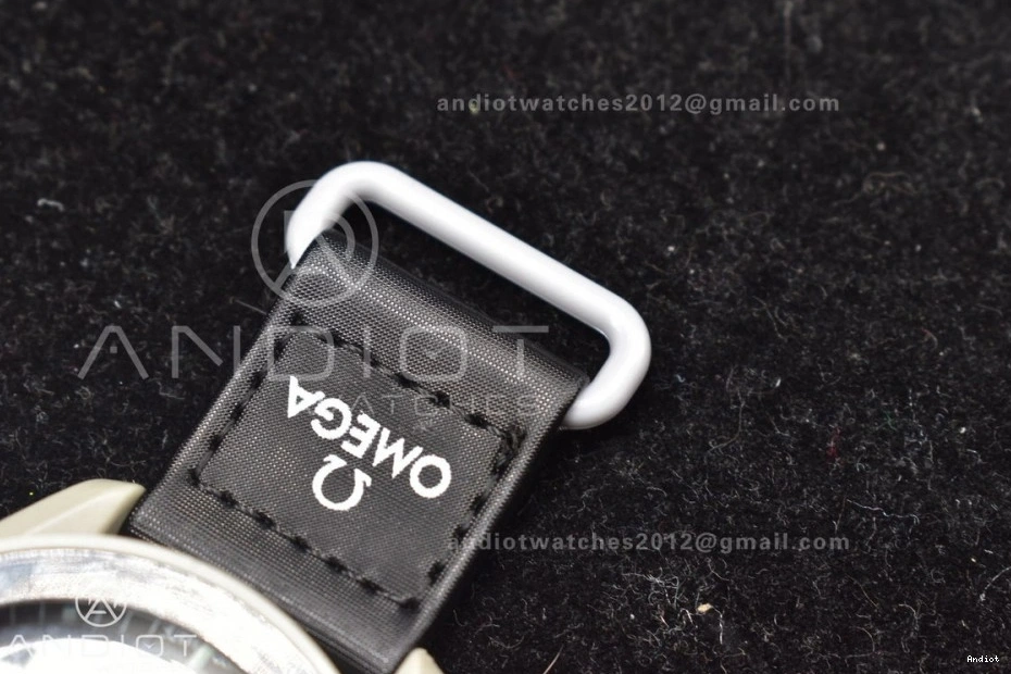 Moon Strap to The Moonwatch x Swatch Bioceramic Mission Quartz Omega on Nylon 1221